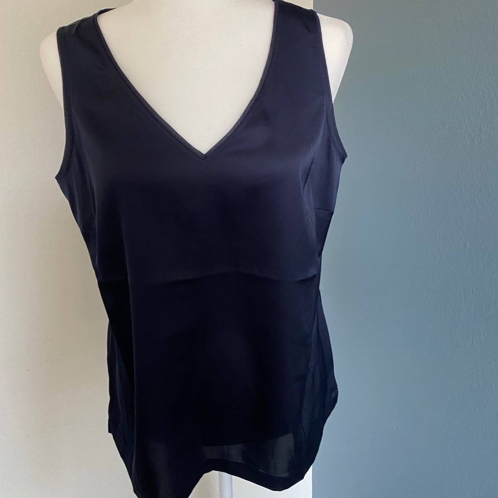 CHICO’S - NWT –   CLASSIC NAVY – SATIN VNECK TANK